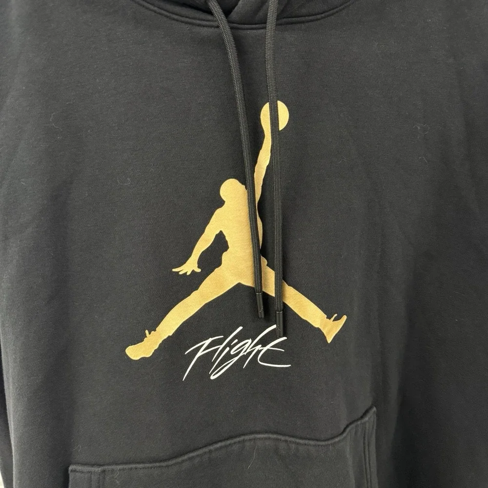 Nike Air Jordan Flight Hoodie Men's Large Black Gold Jumpman Pullover